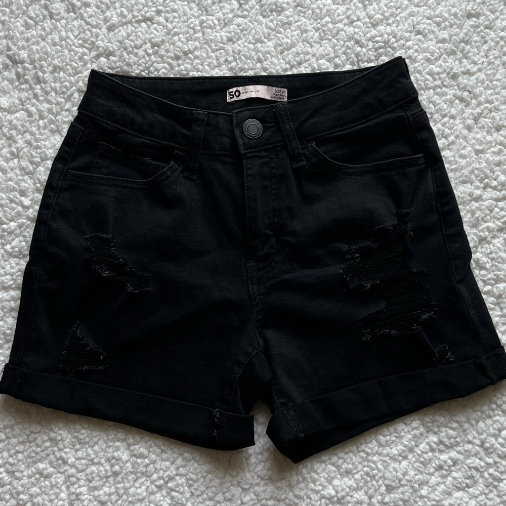 Black Jean Shorts Distressed